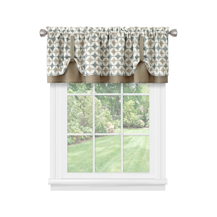 Callie Double Layer Pick Up Valance - Geometric Print - Soft Light Filtering - Machine Washable - Textiles & Soft Furnishings