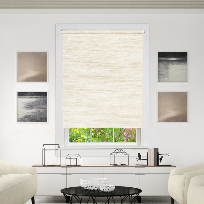 Privacy Jute Shade - Linen, Cordless, Natural Fiber, Wide Width, Decorative Window Treatment - 71x72