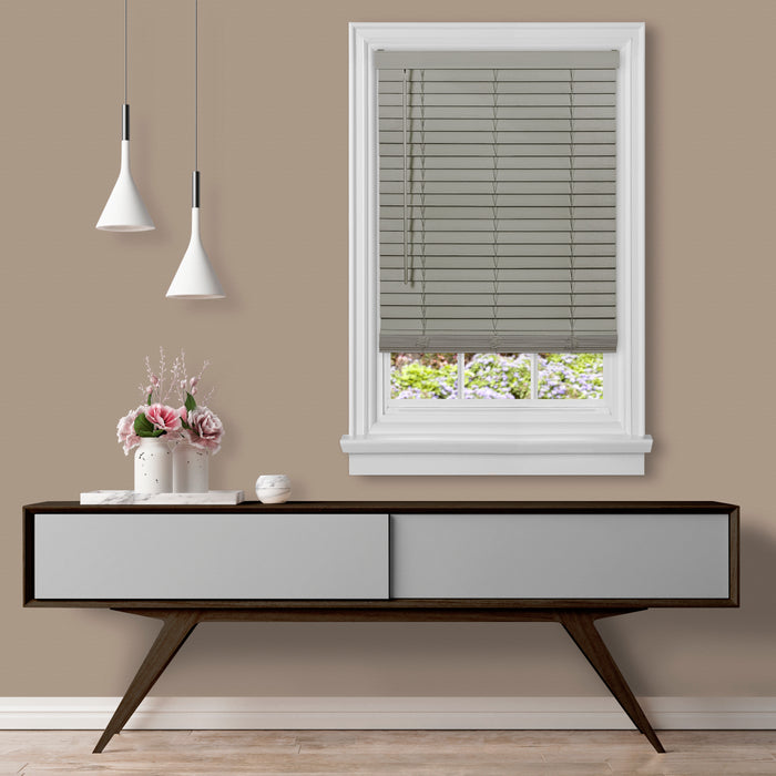 Cordless GII Madera Falsa 2 Inch Faux Wood Plantation Blind in Grey - Safe and Stylish - 43x64