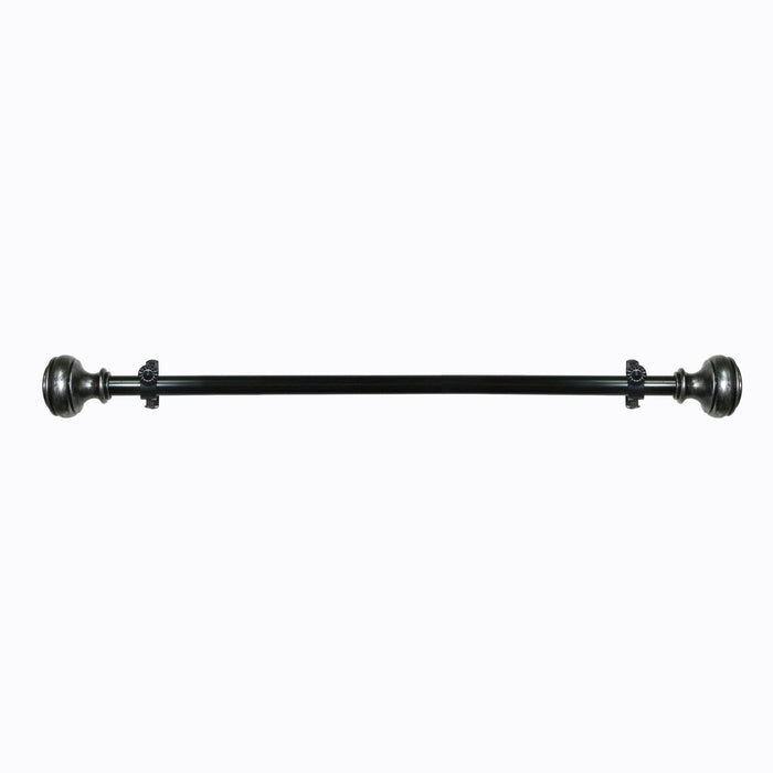 Bradford Style Buono II Decorative Rod & Finial with Matching All-Metal Hardware, Antique Silver PVC Finials - 48-86