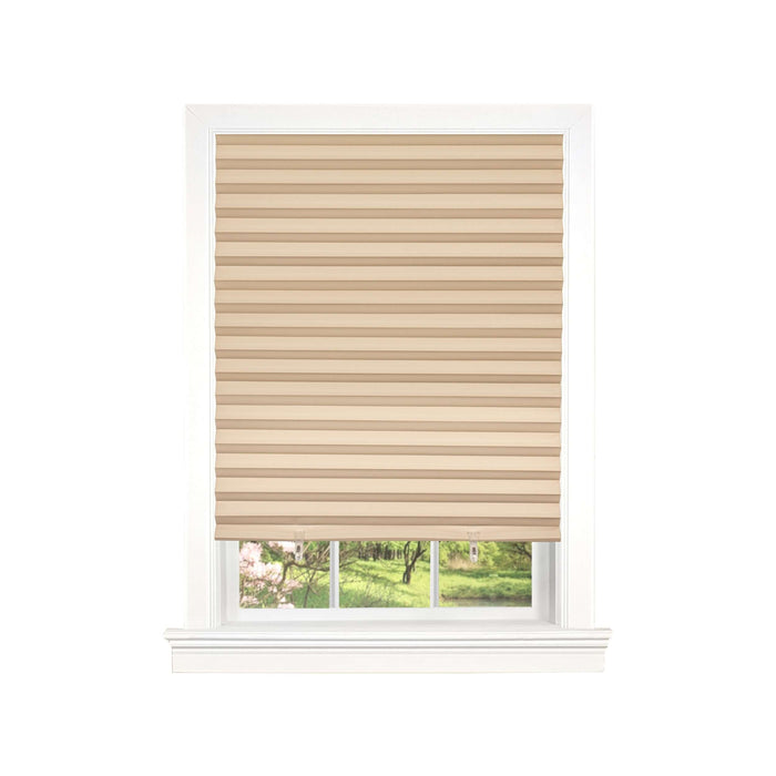 1-2-3 Vinyl Room Darkening Pleated Window Shade - Latte - 48x75