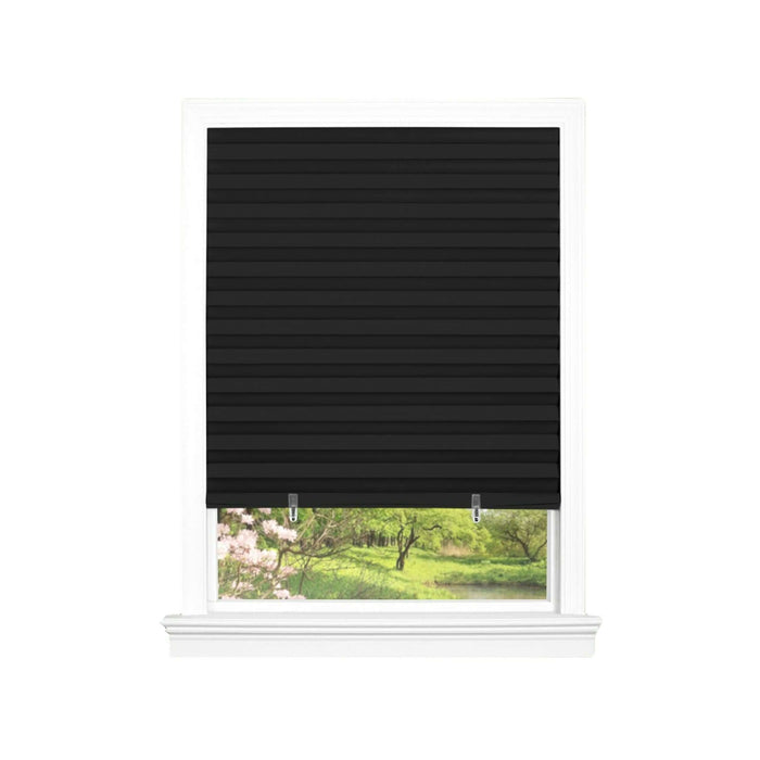 1-2-3 Vinyl Room Darkening Pleated Window Shade - Black - 36x75