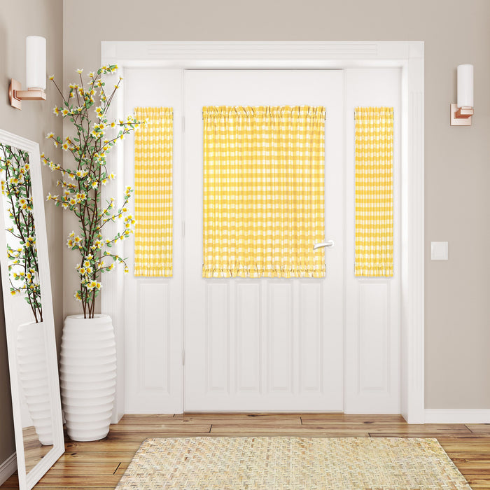 Achim Home Décor Buffalo Check Rod Pocket Door Panel & Tieback, Soft Light Filtering, 25 x 40 Inches