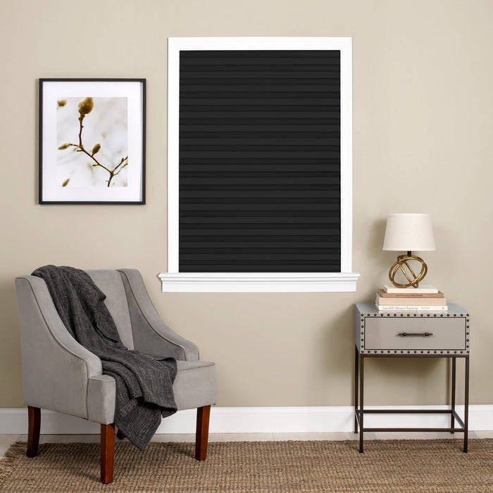 1-2-3 Vinyl Room Darkening Pleated Window Shade - Black - 36x75