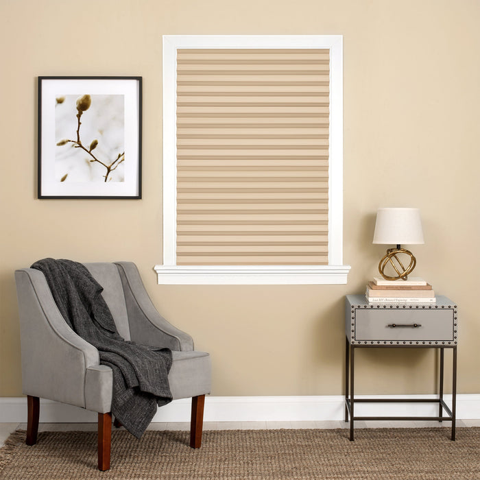 1-2-3 Vinyl Room Darkening Pleated Window Shade - Latte - 48x75