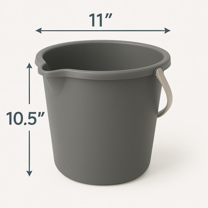 10QT (9.5L) Heavy Duty Sturdy Spout Pail Bucket with Durable Grip Handle for Cleaning, Mopping, Projects, Storage, Paint