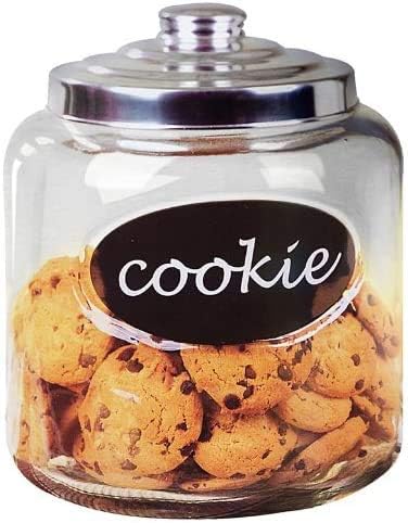 Large Capacity Glass Cookie, Pasta, Sugar, Flour, Cereal, Jar with Airtight Metal Lid and Decorative Jar Label