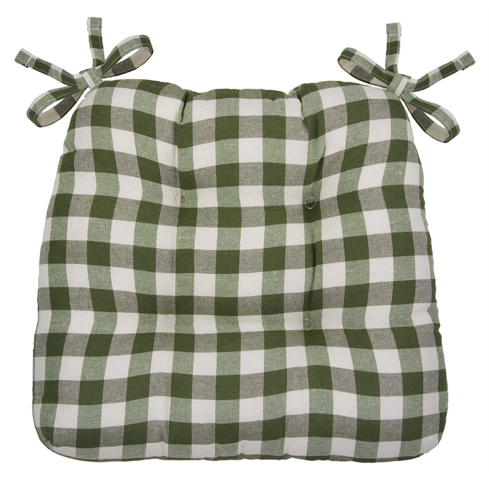 Check Tufted Chair Seat Cushions - Set of Two