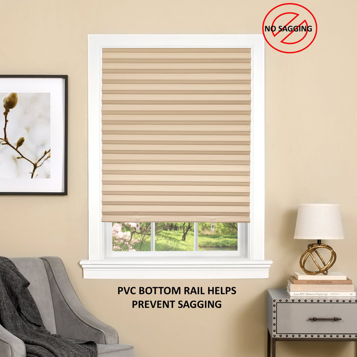 1-2-3 Vinyl Room Darkening Pleated Window Shade - Latte - 48x75