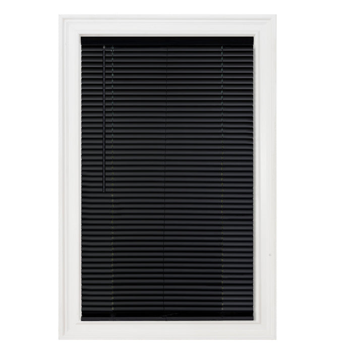 1" Room Darkening Mini Blind - Black with Child and Pet Safety, Fashionable Headrail - 48x64