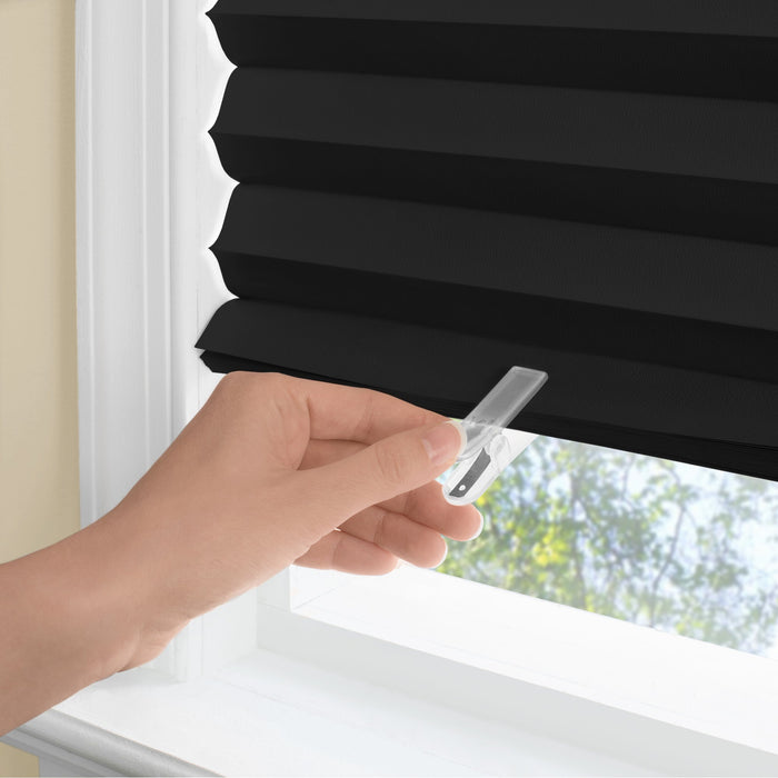 1-2-3 Vinyl Room Darkening Pleated Window Shade - Black - 36x75