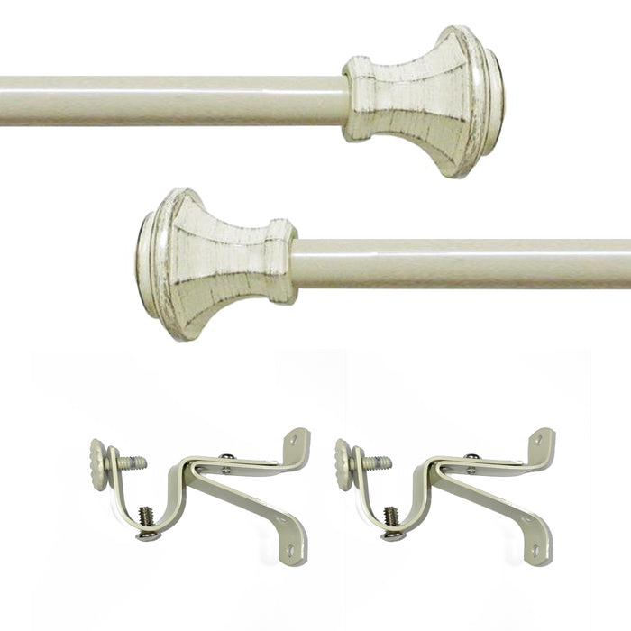 Carson Style Buono II Decorative Rod & Finial with Matching All-Metal Hardware, Antique Silver PVC Finials - 66-120