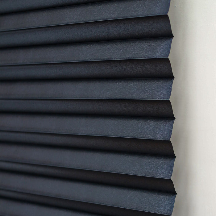 1-2-3 Vinyl Room Darkening Pleated Window Shade - Black - 48x75