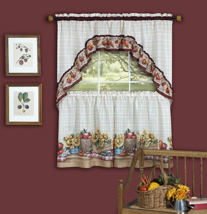 Printed Tier and Swag Window Curtain Set