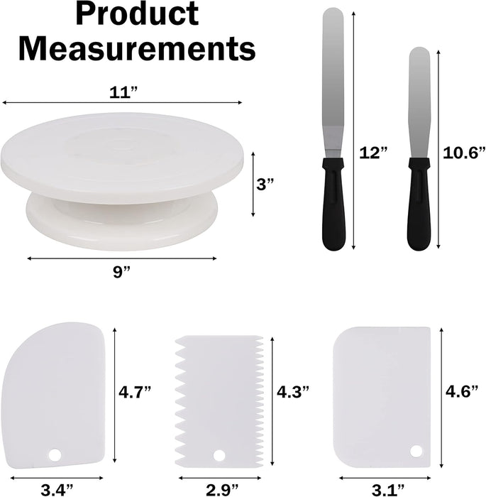 11 Inch Rotating Cake Stand/Turntable with 2 Icing Spatula and 3 Icing Smoother, Revolving Cake Stand Decorating Supplies/Baking Supplies/Baking Kit