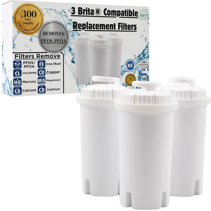 Joey'z Water Filter Replacement for Brita Pitchers & Dispensers, Nsf Certified Water Filter Pitcher Replacements, Pack of 3