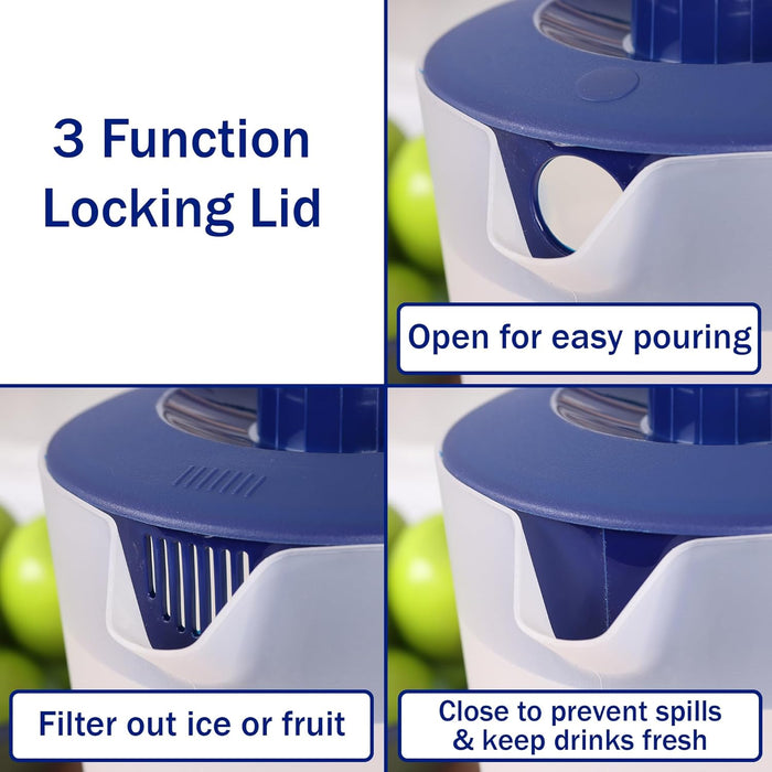 Water Pitcher with Lid 1 Gallon Pitcher BPA Free & Phthalate Free - Navy | Freezer/Dishwasher Safe