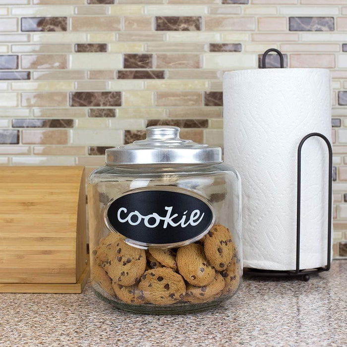 Large Capacity Glass Cookie, Pasta, Sugar, Flour, Cereal, Jar with Airtight Metal Lid and Decorative Jar Label