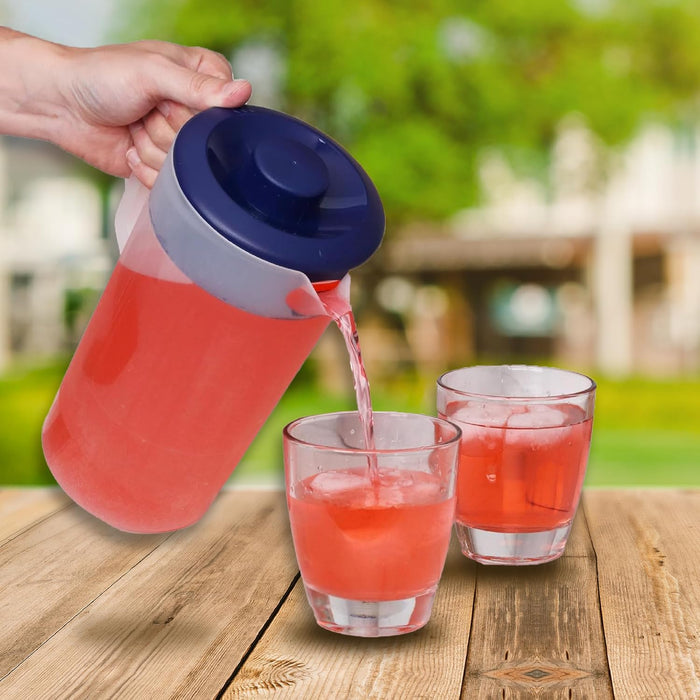 Water Pitcher with Lid 1 Gallon Pitcher BPA Free & Phthalate Free - Navy | Freezer/Dishwasher Safe