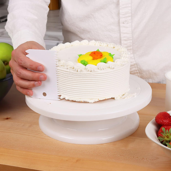 11 Inch Rotating Cake Stand/Turntable with 2 Icing Spatula and 3 Icing Smoother, Revolving Cake Stand Decorating Supplies/Baking Supplies/Baking Kit