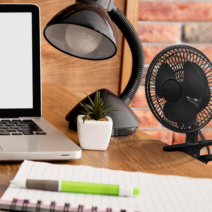 6 INCH - 2 Speed - Adjustable Tilt, Whisper Quiet Operation Clip-On-Fan with 5.5 Foot Cord and Steel Safety Grill (6" Fan with 5 FT Cord) - 2 Pack - Black