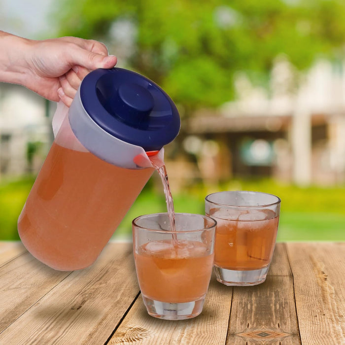 Water Pitcher with Lid 1 Gallon Pitcher BPA Free & Phthalate Free - Navy | Freezer/Dishwasher Safe