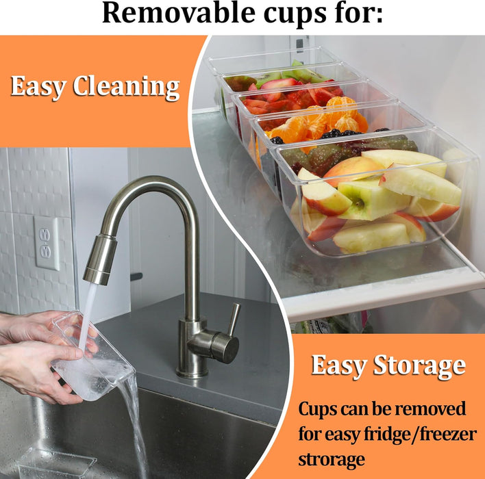 Condiment Caddy with 5 Removable Containers (2.5Cup) & Tongs/Spoon Set - Great Condiment Containers for Salad Bar, Garnish Tray, Pizza Topping Station, Bar Supplies, Vegetable Tray With Lid