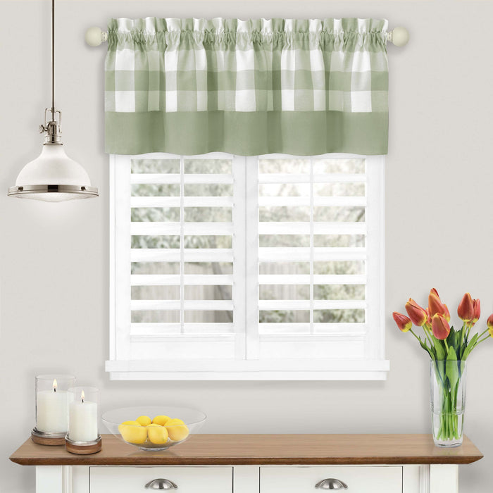 Hunter Rod Pocket Window Curtain Valance - 52 Inches x 14 Inches, Soft Chenille Fabric - Apple Green