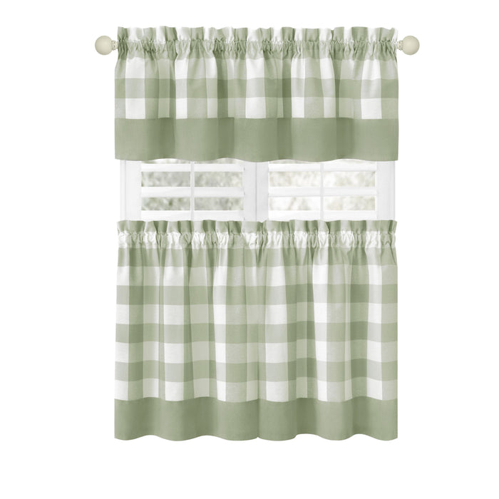 Window Curtain Tier Pair and Valance Set - Apple Green - 57x36