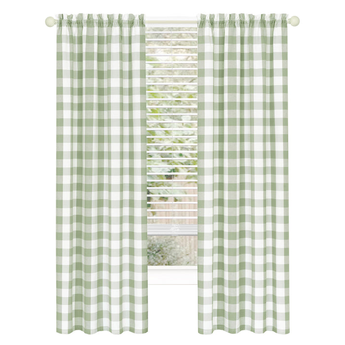 Hunter Rod Pocket Window Curtain Panel - Light-Filtering Fabric, 42 Inches Wide, Machine Washable - Apple Green - 42x84