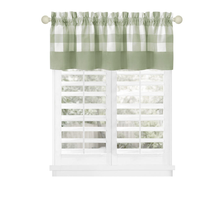 Hunter Rod Pocket Window Curtain Valance - 52 Inches x 14 Inches, Soft Chenille Fabric - Apple Green