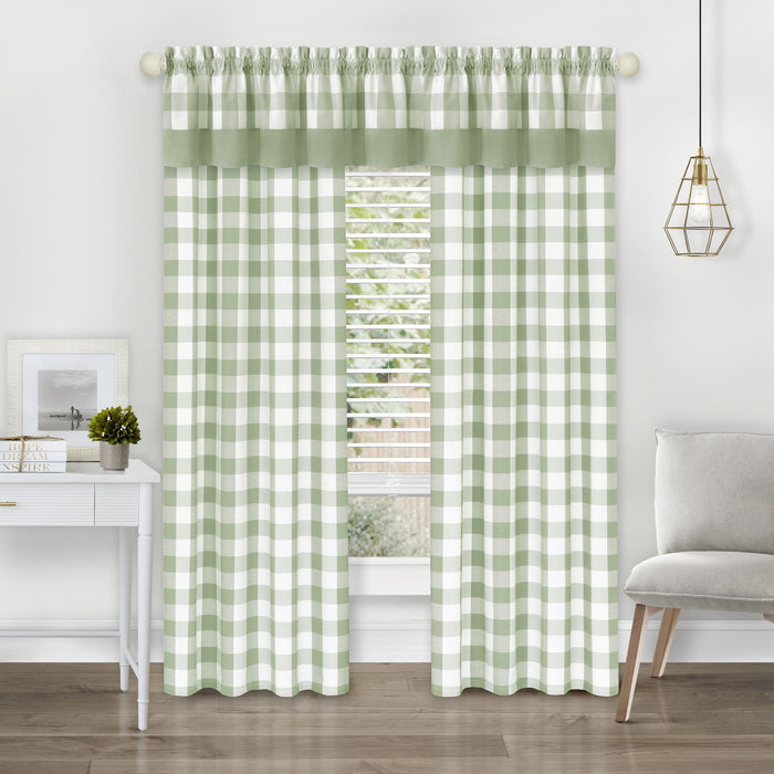 Hunter Rod Pocket Window Curtain Panel - Light-Filtering Fabric, 42 Inches Wide, Machine Washable - Apple Green - 42x84