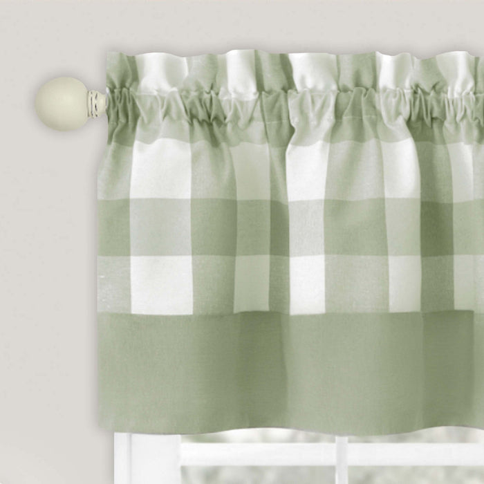 Window Curtain Tier Pair and Valance Set - Apple Green - 57x36