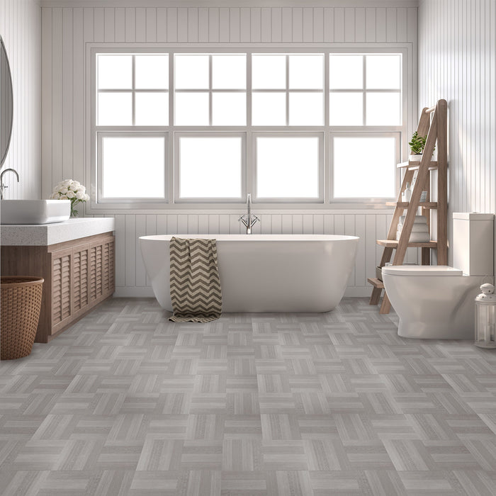 12x12 2.0mm Self Adhesive Vinyl Floor Tile - Ash Grey Wood