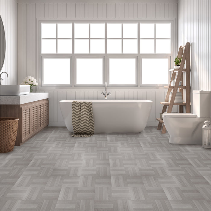 Sterling 12x12 Self Adhesive Vinyl Floor Tile - 45 Tiles - 1 Year Warranty - Ash Grey Wood