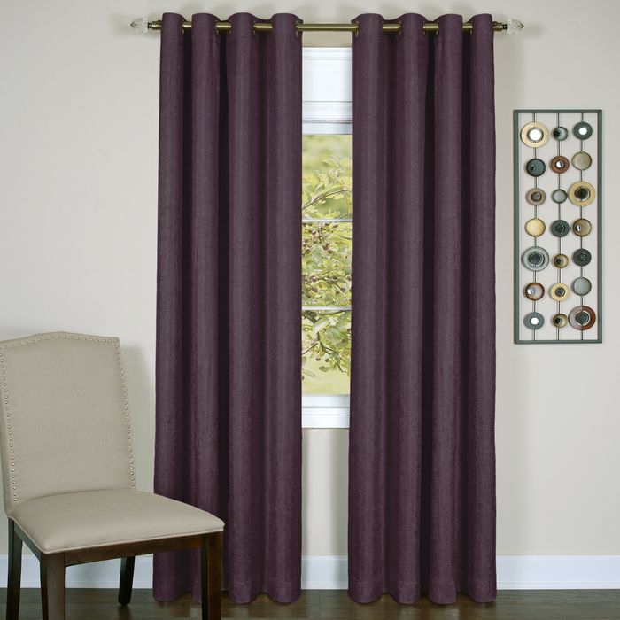 Taylor Lined Grommet Blackout Window Curtain Panel, 98% Light Blocking, 50 inches Width, Machine Washable Polyester Fabric - Textiles & Soft Furnishings - Aubergine - 50x84