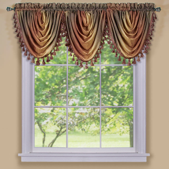 Waterfall Valance in Ombre Style - Blush Tones and Natural Hues, 46 Inch Width, Polyester Material, Easy-to-Clean - Textiles & Soft Furnishings, Household Textiles, Curtains - Autumn