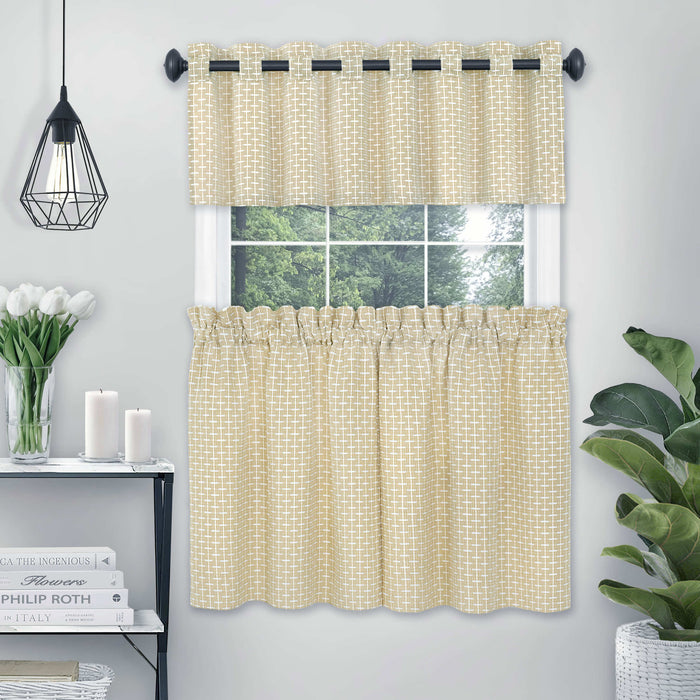 Bedford Window Curtain Tier Pair, Soft Light Filtering, Machine Washable, 29 Inches Width, 2 Tiers