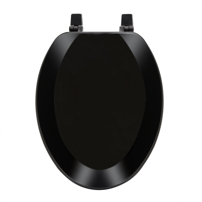 Fantasia 19 Inch Elongated Wood Toilet Seat with Beveled Edge - Black