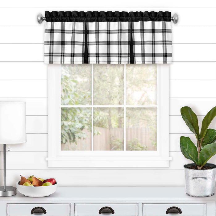 Tate Window Curtain Valance - 53 inches width, 1.5-inch rod pocket - Black