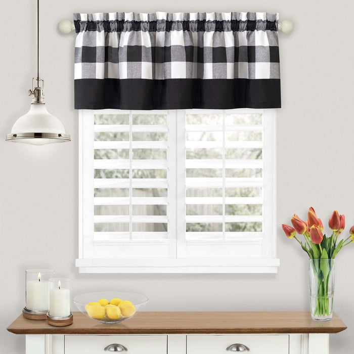 Hunter Rod Pocket Window Curtain Valance - 52 Inches x 14 Inches, Soft Chenille Fabric - Black