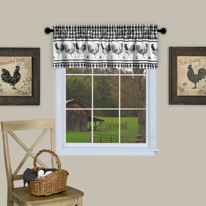 Barnyard Rod Pocket Window Curtain Valance - 58 Inches x 14 Inches, Soft Chenille Fabric - Black