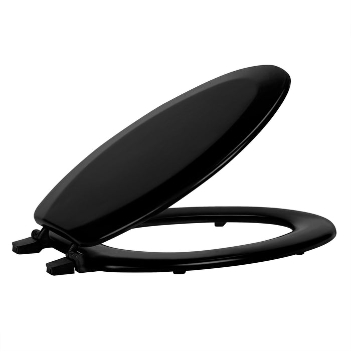 Fantasia 19 Inch Elongated Wood Toilet Seat with Beveled Edge - Black