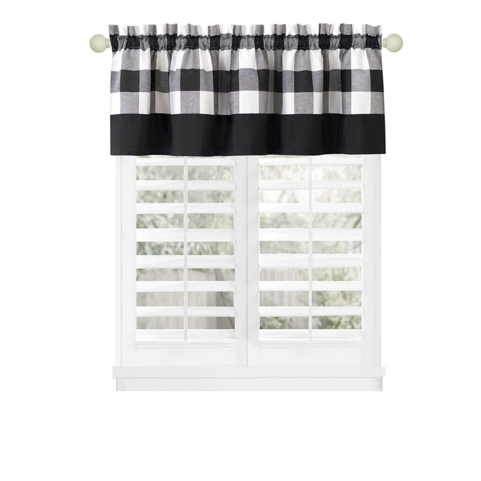 Hunter Rod Pocket Window Curtain Valance - 52 Inches x 14 Inches, Soft Chenille Fabric - Black