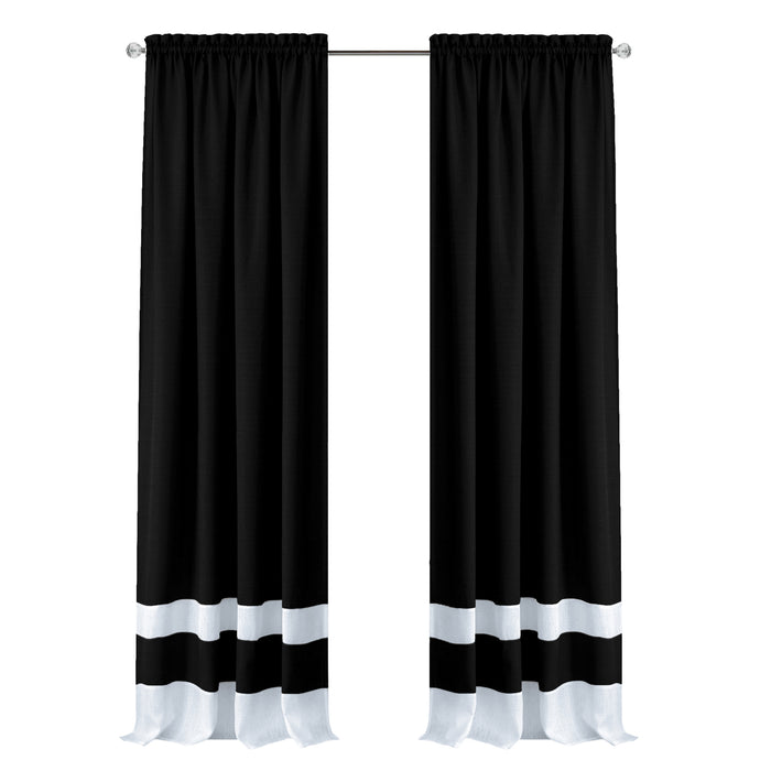 Darcy Rod Pocket Window Curtain Panel - 42 Inches Width - Light Filtering - Machine Washable - Geometric Diamond Clipped Design - Textiles & Soft Furnishings - Black/White - 52x63