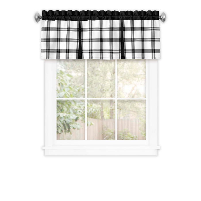 Tate Window Curtain Valance - 53 inches width, 1.5-inch rod pocket - Black