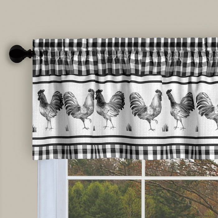 Window Curtain Tier Pair and Valance Set - Black - 58x36