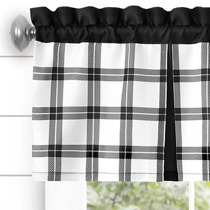 Tate Tier and Valance Window Set - Plaid Window Curtains with 53" Valance Width - Black - 58x24