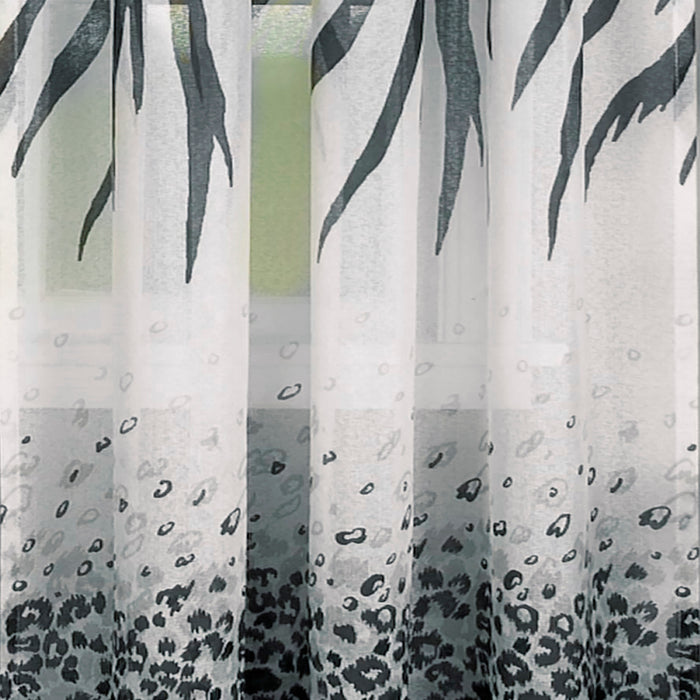 Kenya Window Curtain Panel by Masterpieces - Leopard and Zebra Print, Rod Pockets, 100% Polyester - Black - 50x84