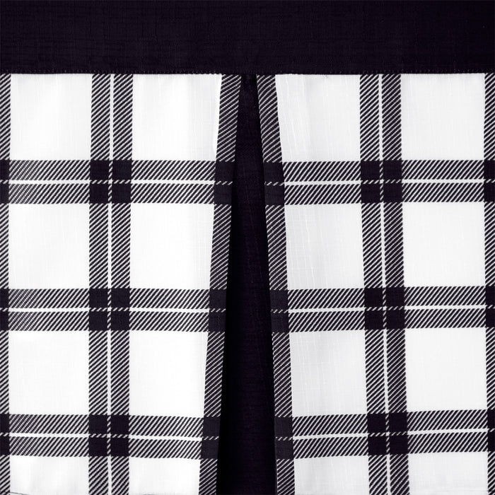 Tate Tier and Valance Window Set - Plaid Window Curtains with 53" Valance Width - Black - 58x36